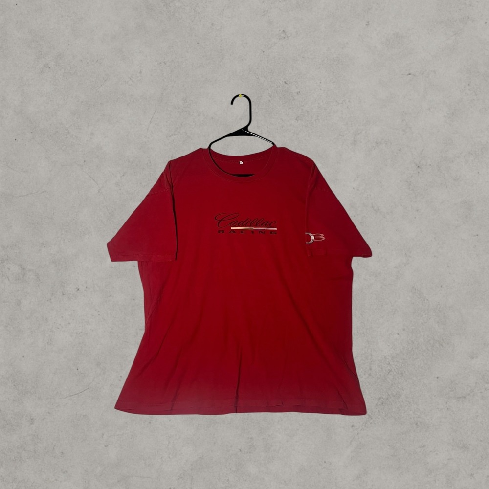 Cadillac Racing T-Shirt Mens Medium Red Short Sleeve Crew Neck Graphic Tee